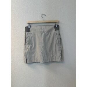 ATHLETA Brooklyn Textured Skort Gray White Stripe Lined Stretch Size 8